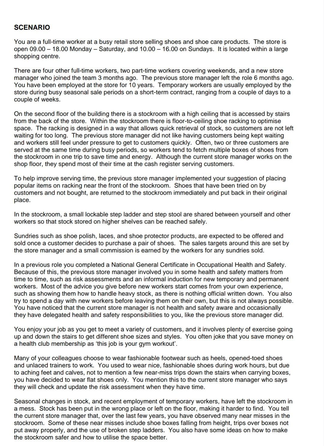 This is NEBOSH exam, so answer the question in