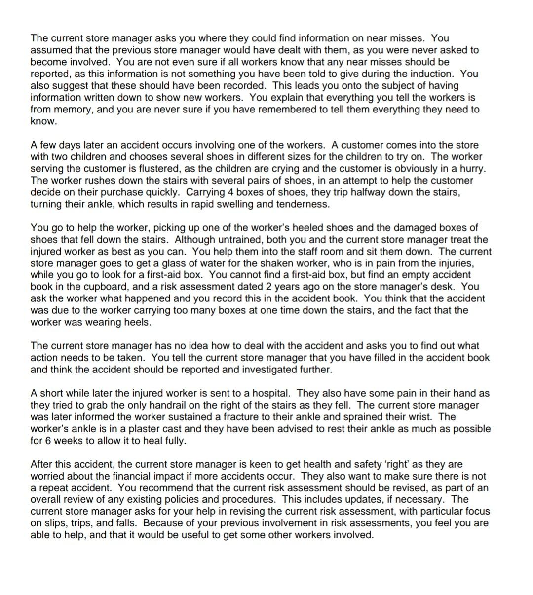 This is NEBOSH exam, so answer the question in