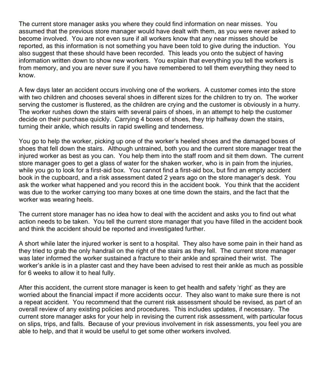 This is NEBOSH exam, so answer the question in