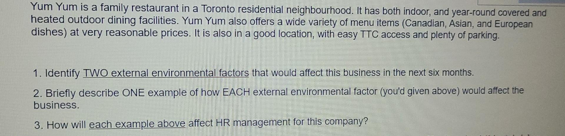 plz ans it fast. Yum Yum is a family restaurant