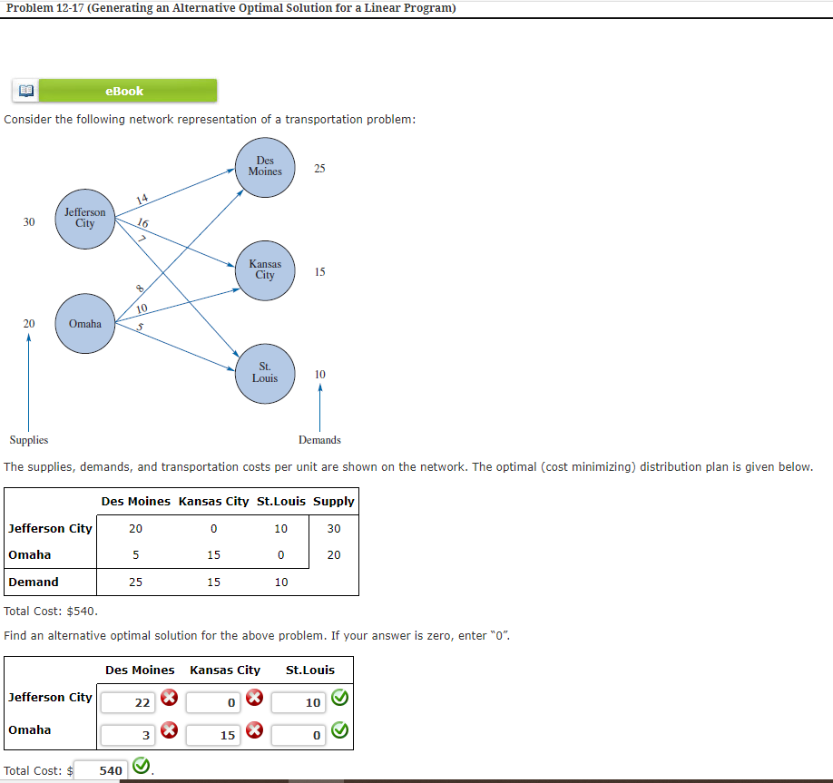 I need help to find the alternative optimal