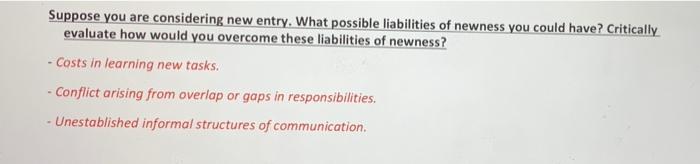 answer please Suppose you are considering new