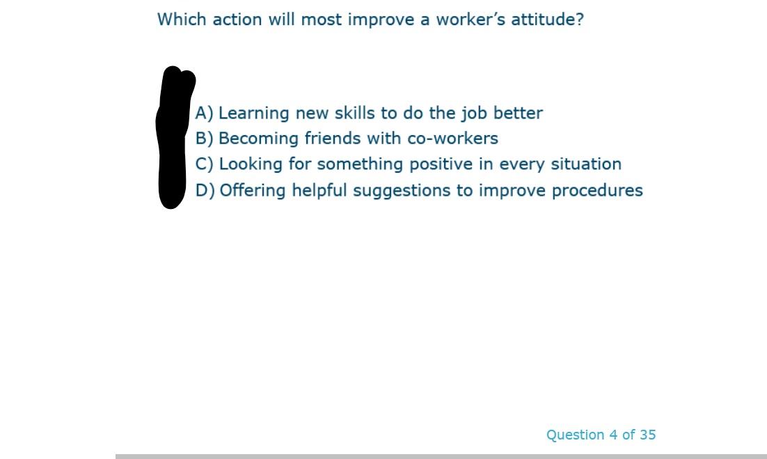 Which action will most improve a worker's