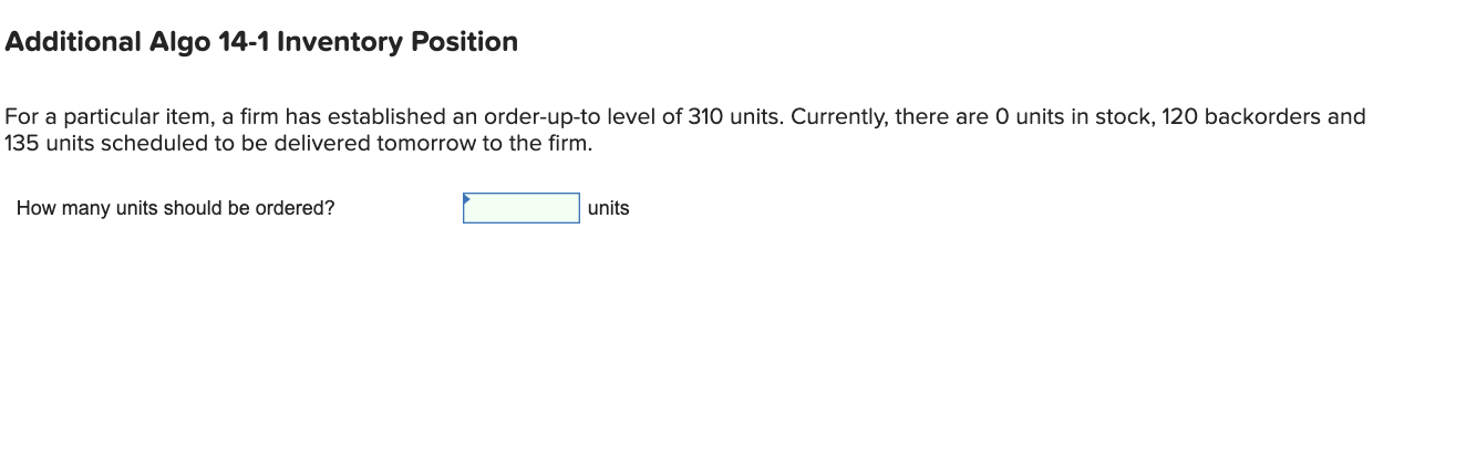 Additional Algo 14-1 Inventory Position For a