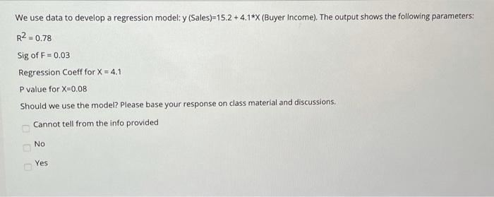 We use data to develop a regression model: y