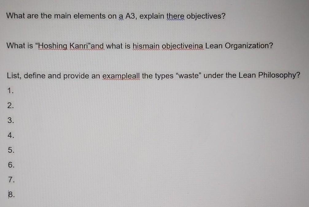 What are the main elements on a A3, explain there