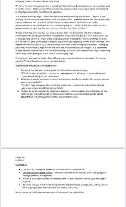 Managing Quality: Westover Electric Case Study