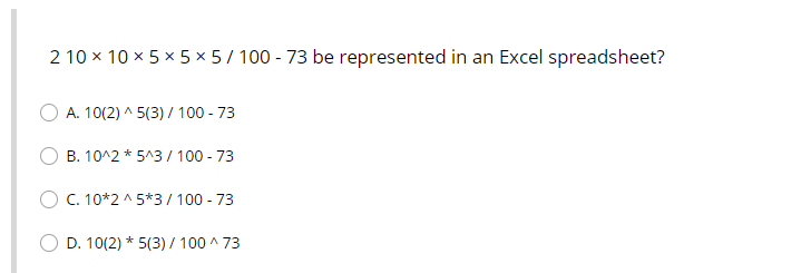 210 x 10*5*5*5/100 - 73 be represented in an