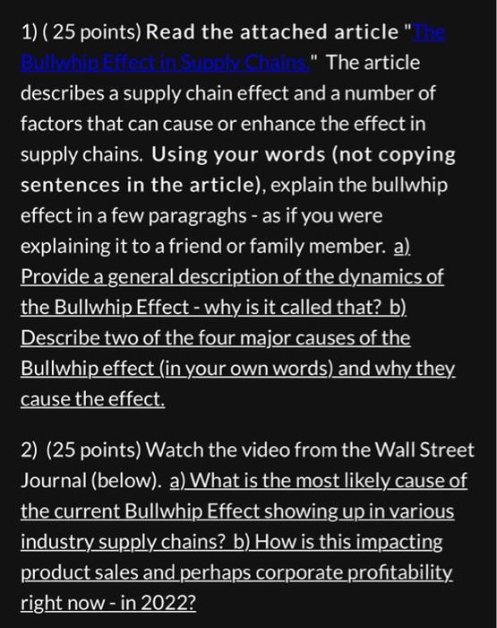 1) ( 25 points) Read the attached article " " The