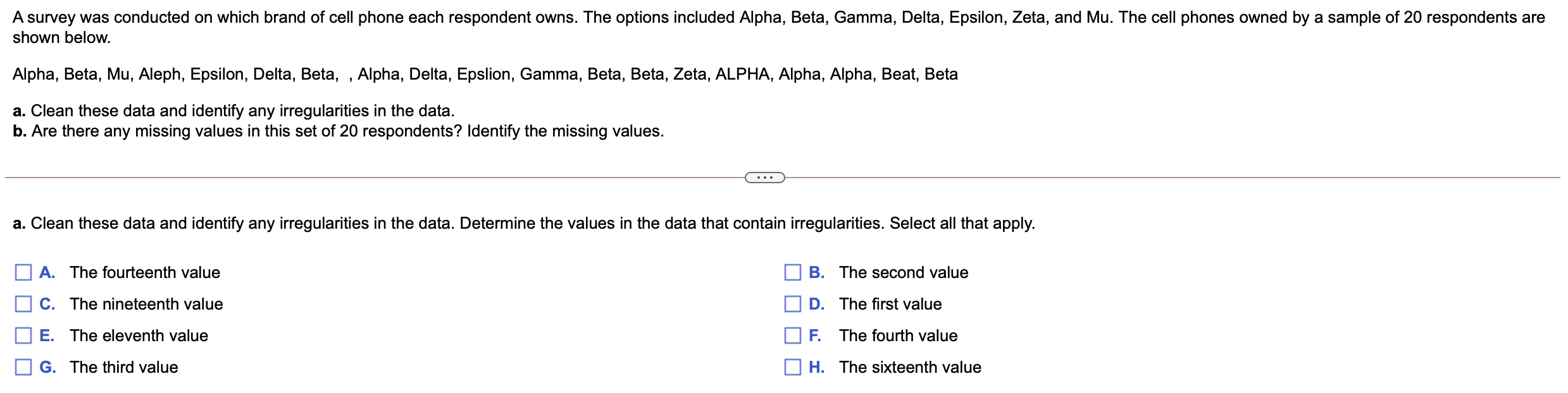 A survey was conducted on which brand of cell
