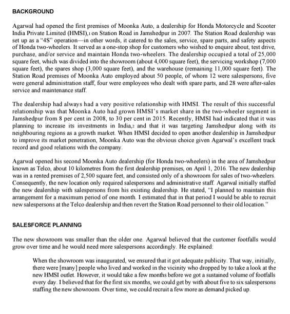 Please read the case study and answer the