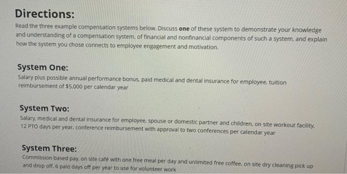 Directions: Read the three example compensation