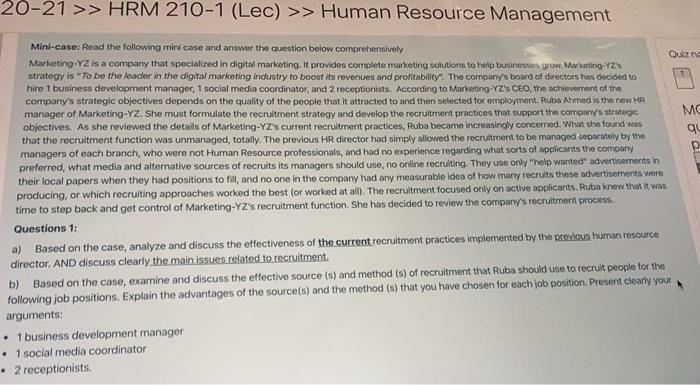 case study 20-21 >> HRM 210-1 (Lec) >> Human