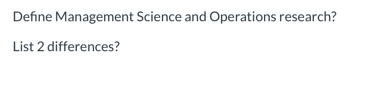 Define Management Science and Operations