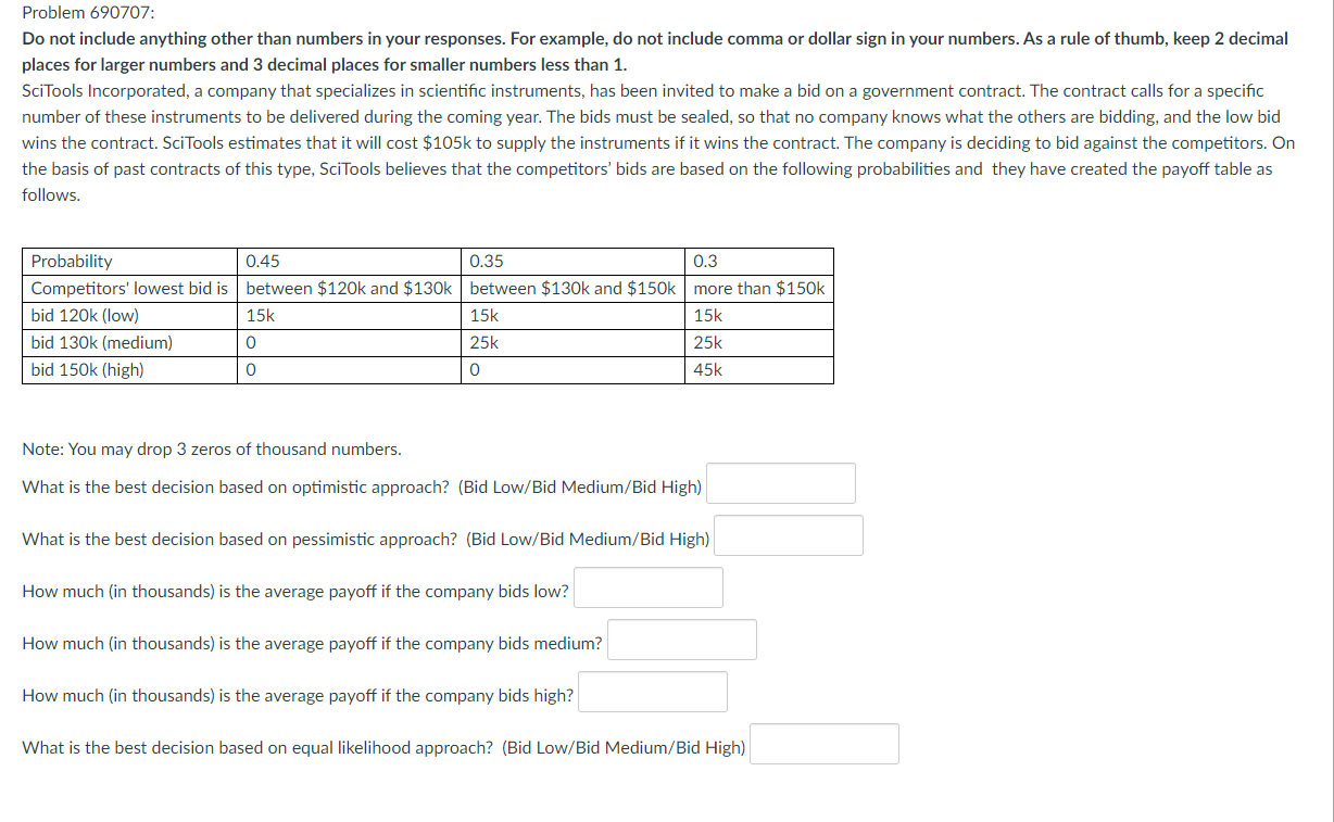 Problem 690707: Do not include anything other