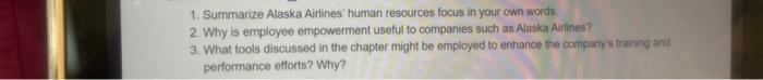 1. Summarize Alaska Aiflines' human resources