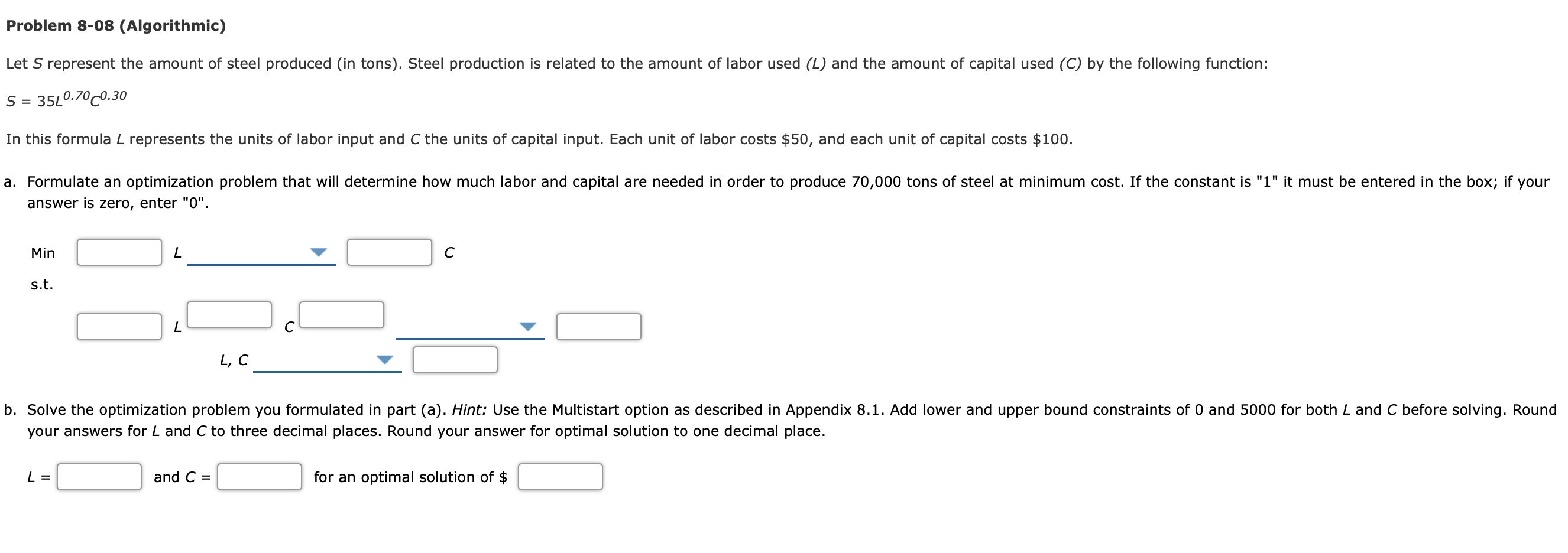 Problem 8-08 (Algorithmic) Let S represent the