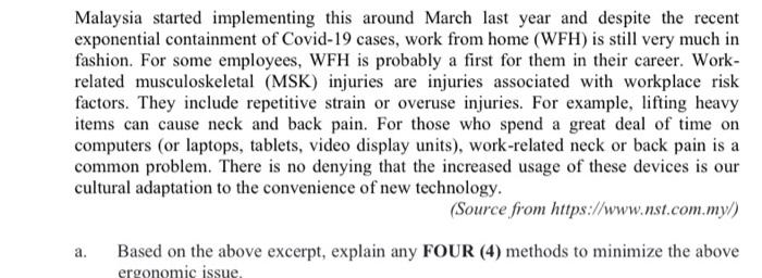 hygiene and ergonomics Malaysia started