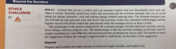 Beyond the Numbers ETHICS CHALLENGE C1 BTN 2-1