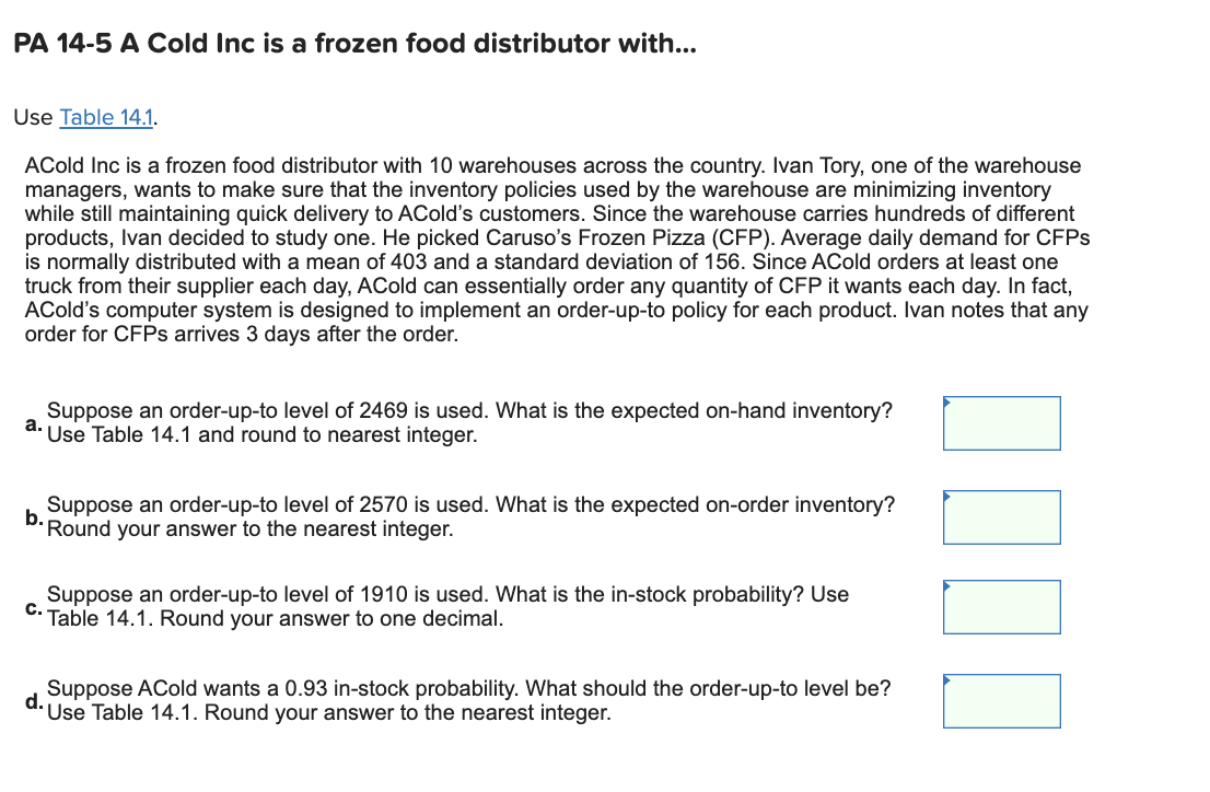 TABLE 14.1 The Distribution Function, F(z), and