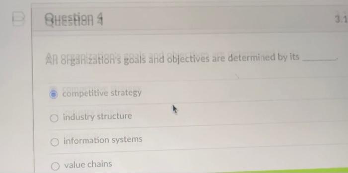 B Question 4 3.1 AR 8fganization's goals and