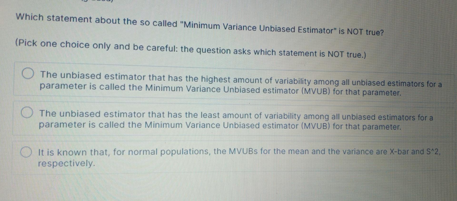 Which statement about the so called "Minimum