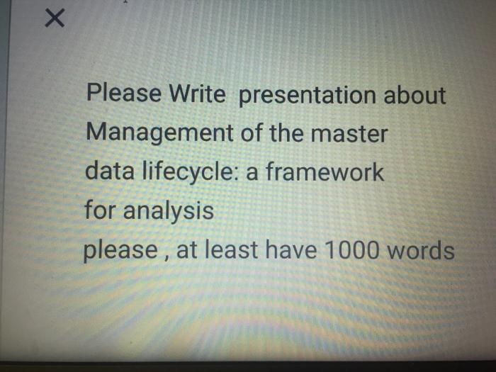 x Please Write presentation about Management of