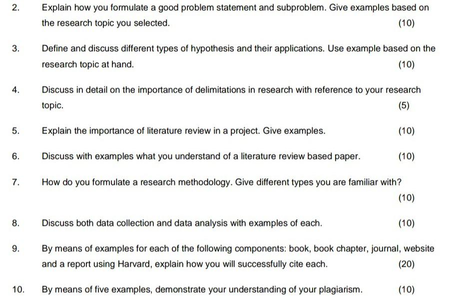 please answer all the questions and the research