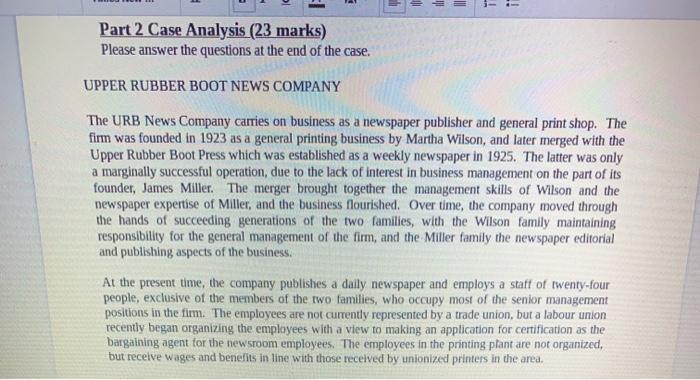 al = = - if Part 2 Case Analysis (23 marks)