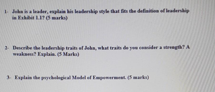 solve the questions please i need marks 1- John