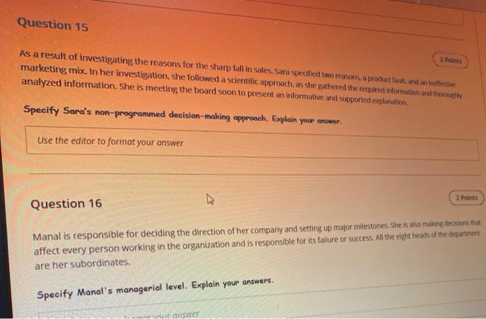 Question 15 2 Point As a result of investigating