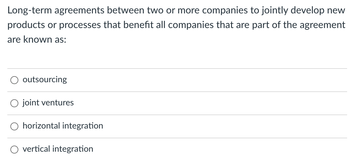Long-term agreements between two or more