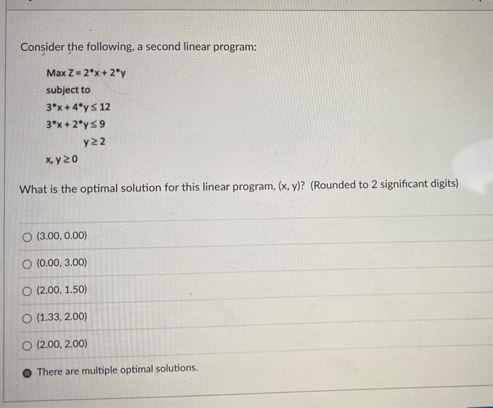 Consider the following linear program: Max Z =