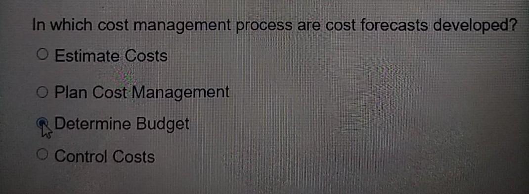 In which cost management process are cost