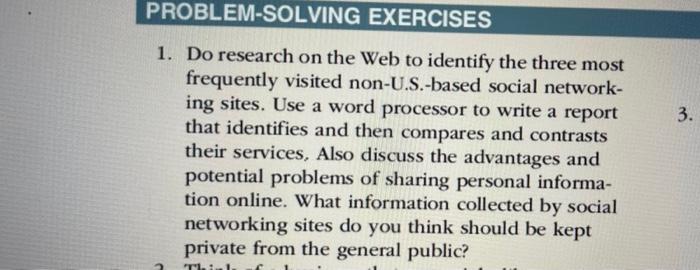 help please PROBLEM-SOLVING EXERCISES 3. 1. Do
