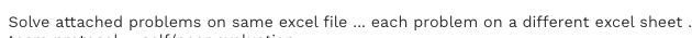 Solve attached problems on same excel file . each