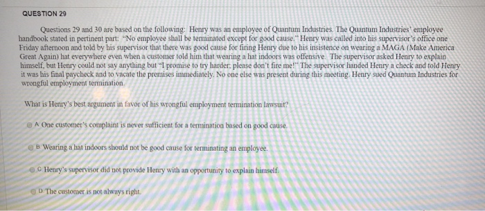 QUESTION 29 Questions 29 and 30 are based on the