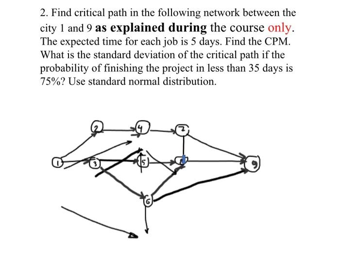 2. Find critical path in the following network