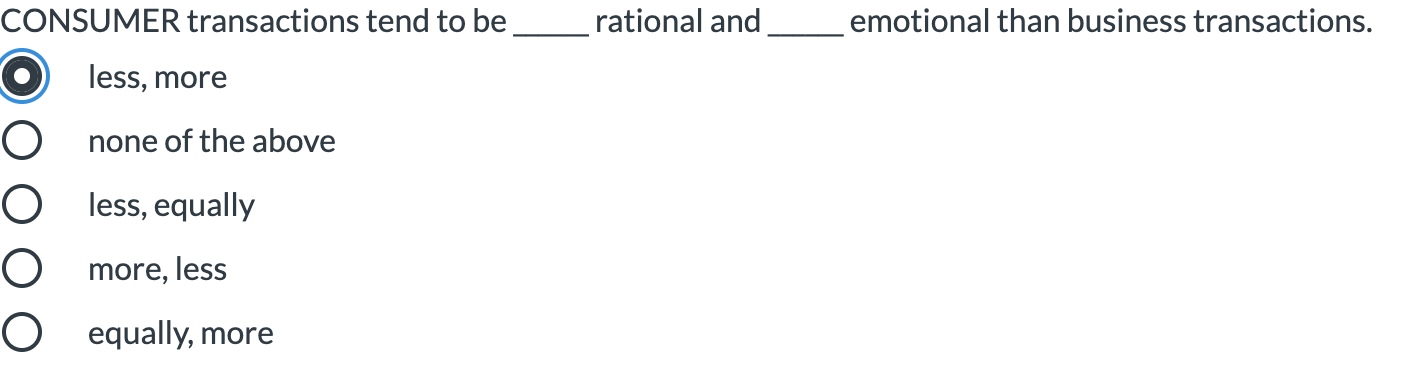 CONSUMER transactions tend to be rational and