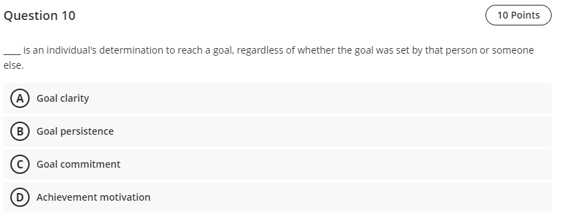 Question 10 10 Points _ is an individual's