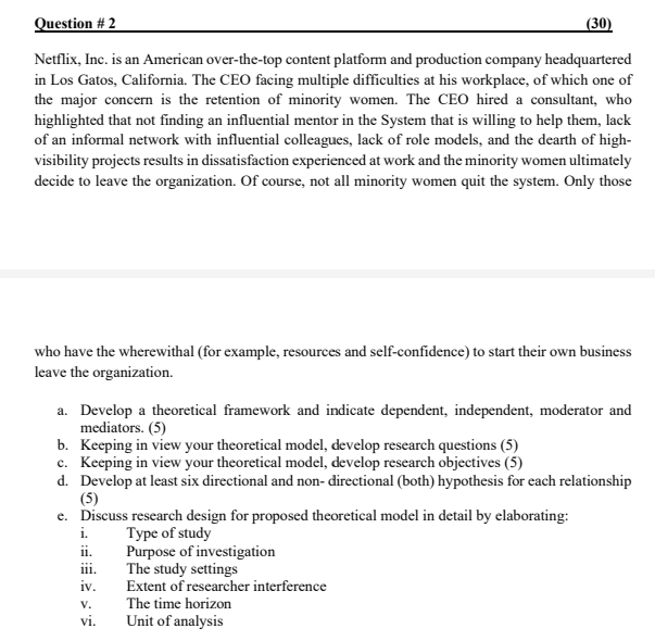 please solve completely Question #2 (30) Netflix,