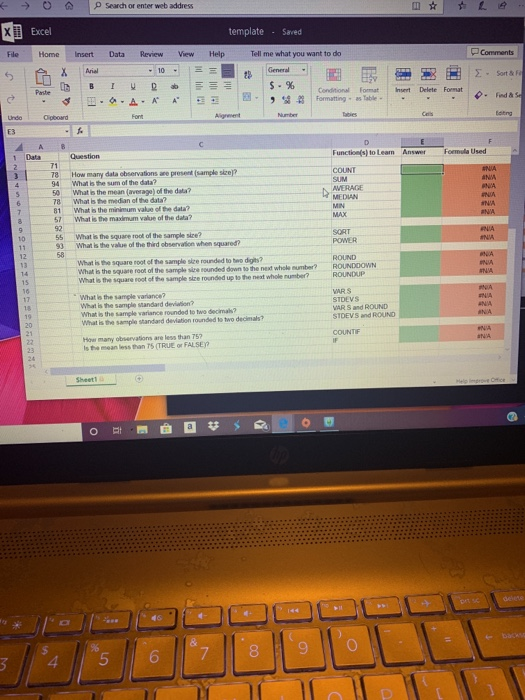 thats all the information i have Excel: Graded