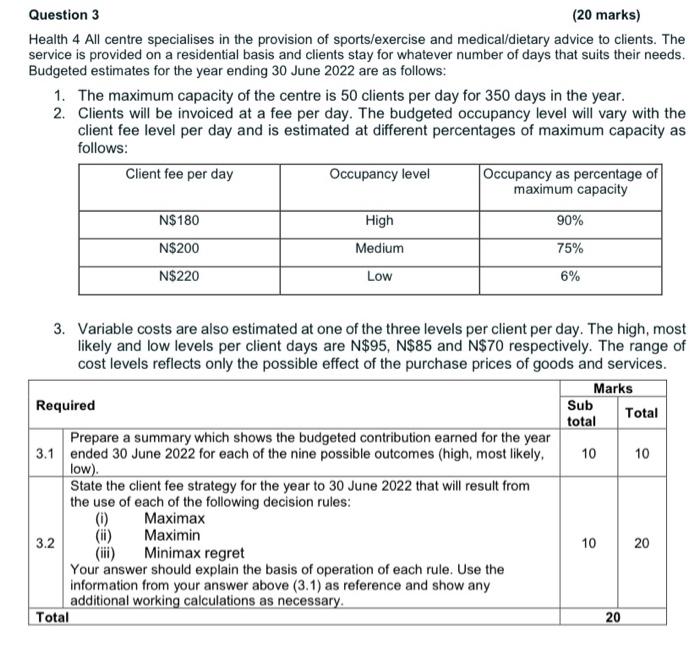 (20 marks) Question 1 Consider the following