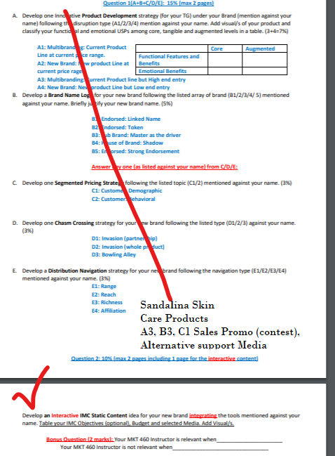 Question 1 A+B+C/D/E): 15% (max 2 pages A Develop