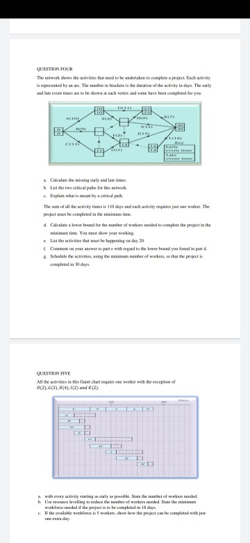 question 4 QUESTION FOUR The network shows the