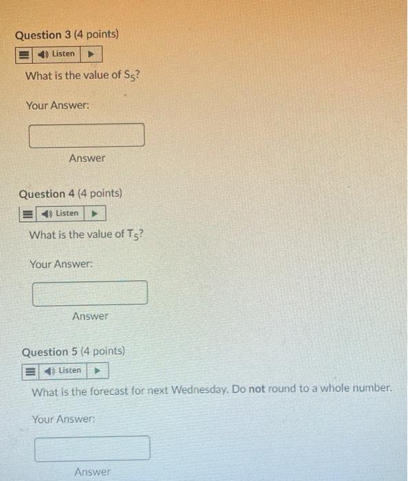 What is the value of S5 ? Your Answer: Answer