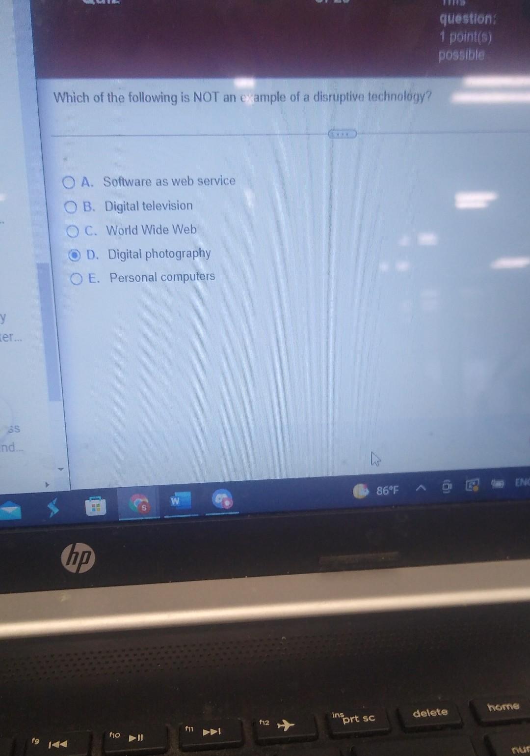 question: 1 point(0) possible Which of the