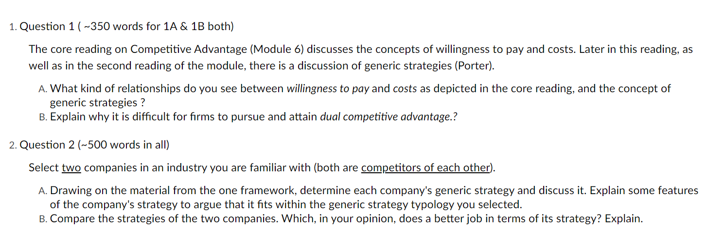 1. Question 1 (~350 words for 1A & 1B both) a The