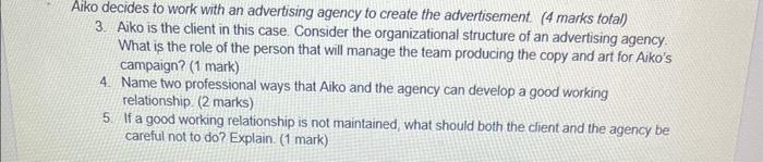 Aiko is a marketing manager for a line of