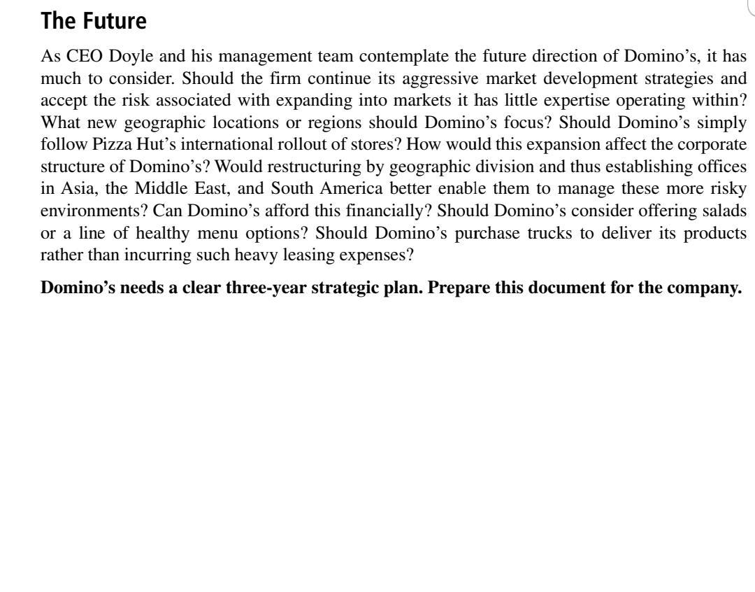 The Future As CEO Doyle and his management team